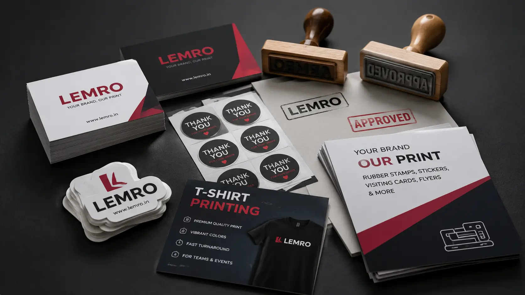 Rubber stamps, stickers and printed cards by Lemro